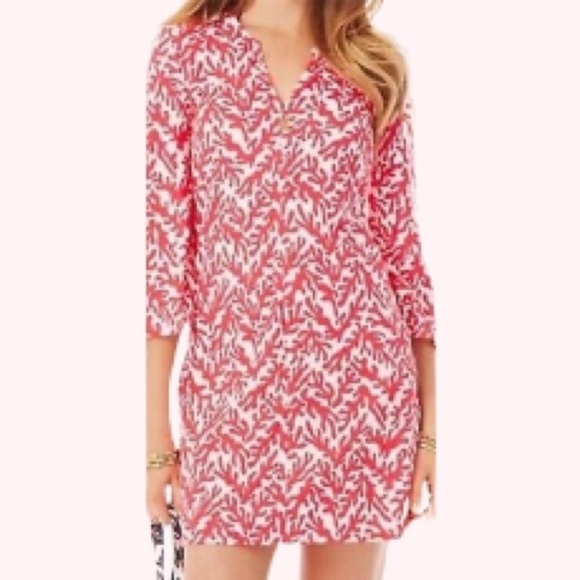 Lilly Pulitzer Captiva Tunic in Coral Reef Medium Pink White - Picture 1 of 7